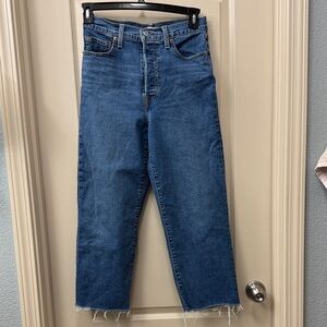 Levi’s button fly ribcage straight ankle jeans